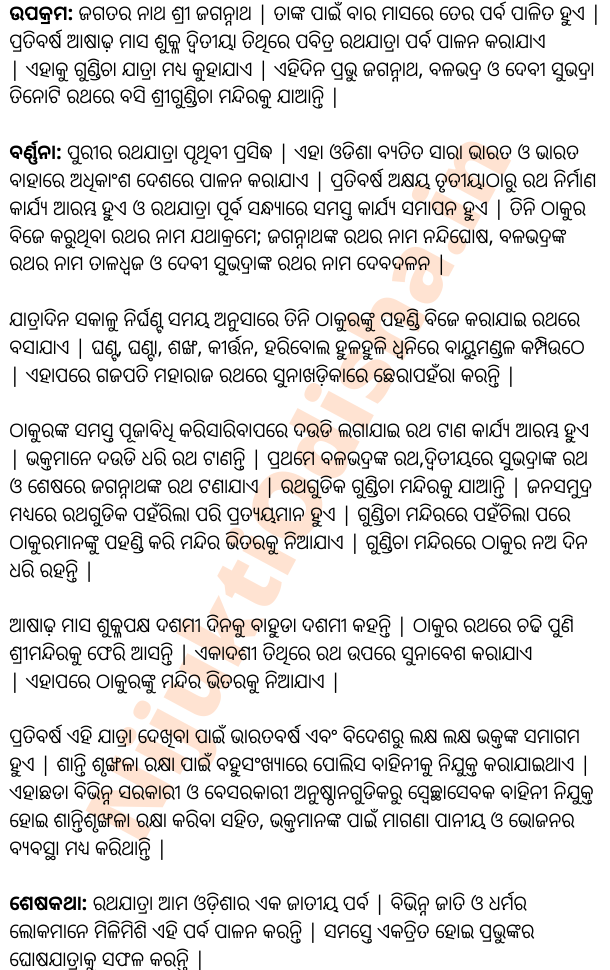 Rath yatra odia essay